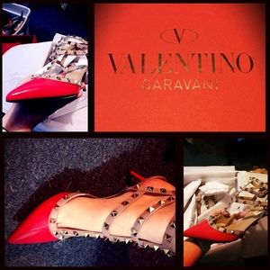 Authentic Bright red Valentino studded heels